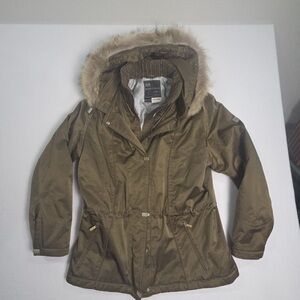 Metropolis Legacy by Couloir Women's Fur Trim Hooded Ski Jacket, Green Size 16